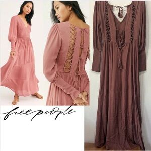 Free People Endless Summer Wednesday Smocked Back Lace Up Maxi Dress